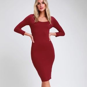 Be So Bold Burgundy Bodycon Midi Dress